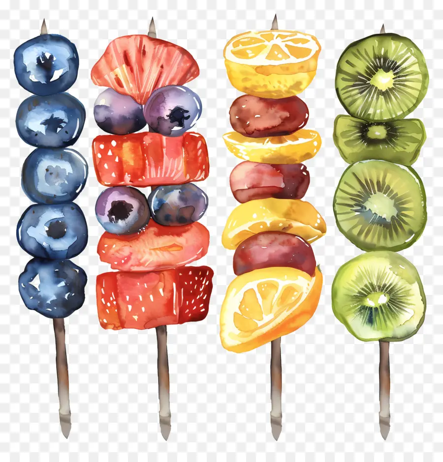 Espetos De Frutas，Lanches Saudáveis PNG