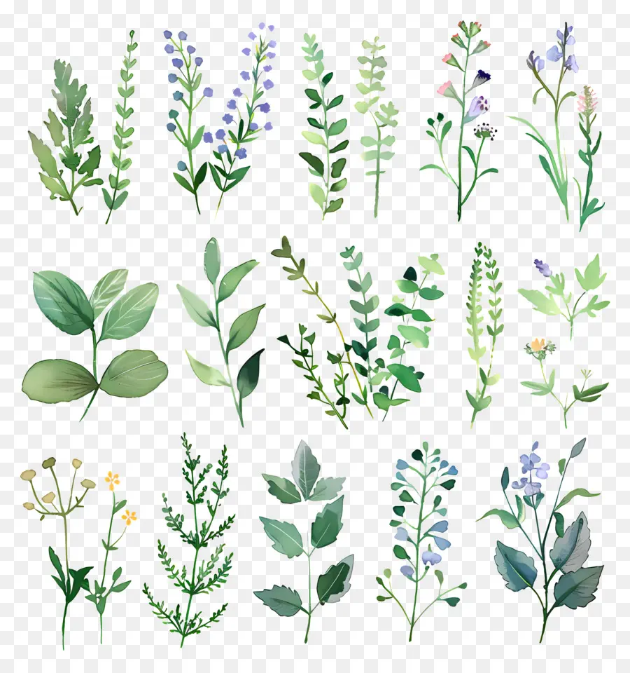 Herbs，Ilustrações Botânicas PNG