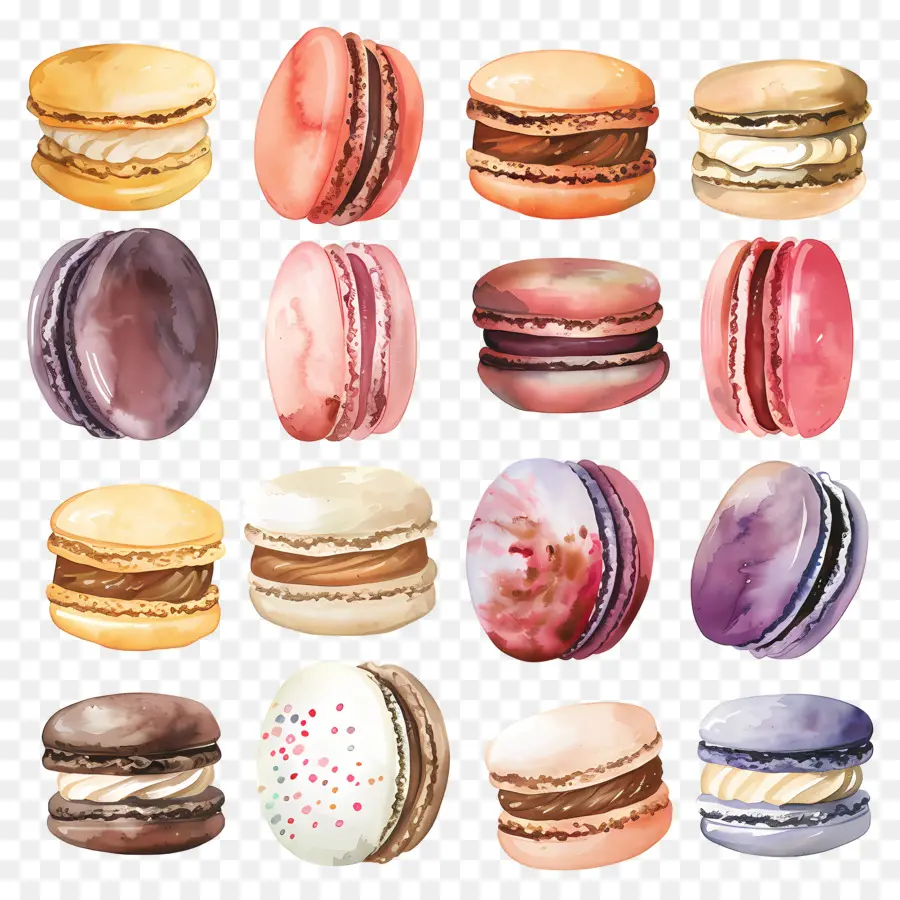 Os Macarons，Ilustrações Em Aquarela PNG