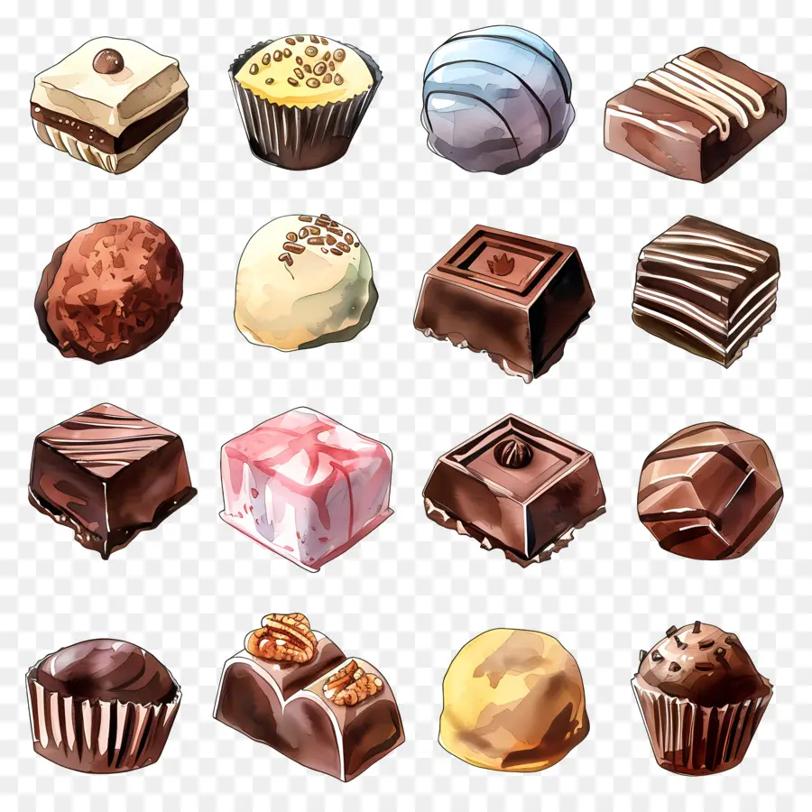 Chocolates，Doces Sortidos PNG