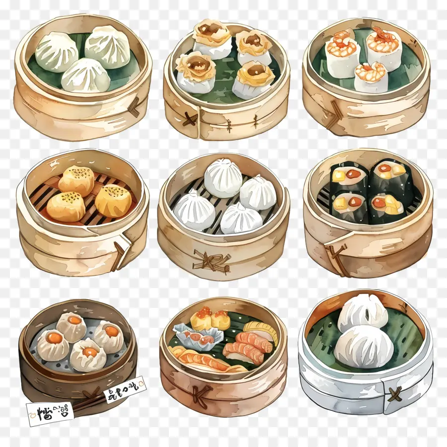 Dim Sum，Cestas De Vapor PNG