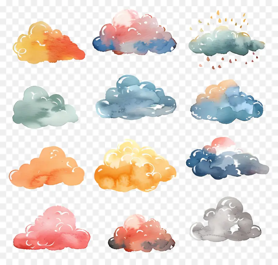 Nuvem，Aquarela Nuvens PNG