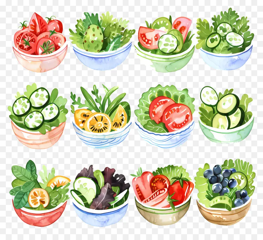 Saladas，Pintura Em Aquarela PNG