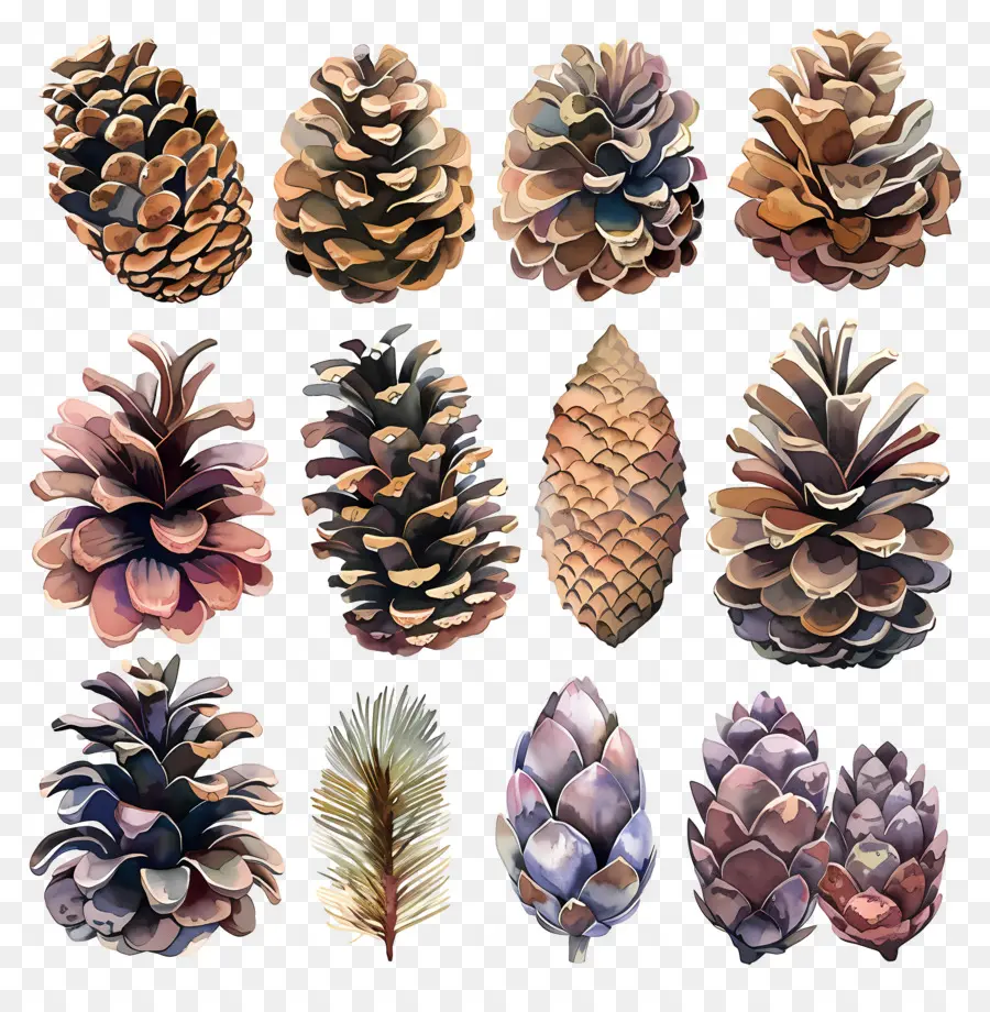 Pinecone，Ilustrações Em Aquarela PNG