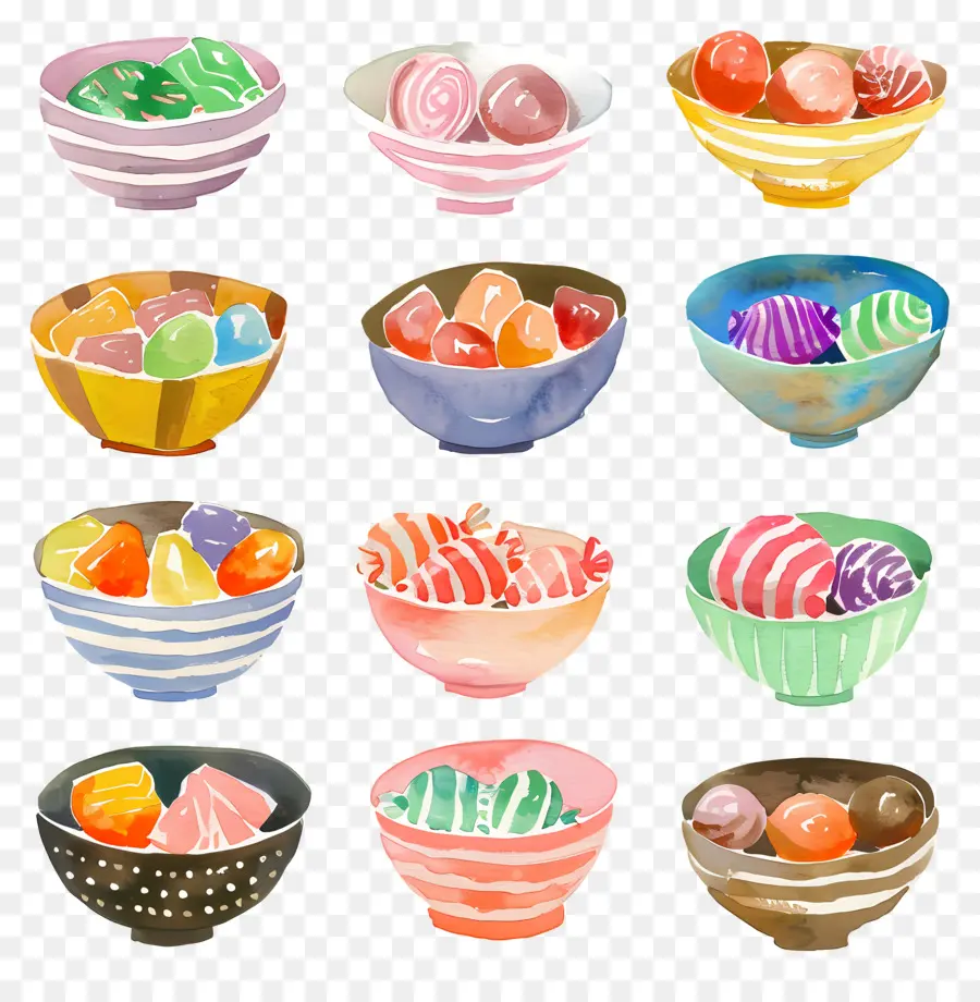 Uma Tigela De Doces，Pinturas Em Aquarela PNG