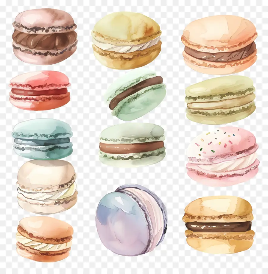 Os Macarons，Aquarela PNG