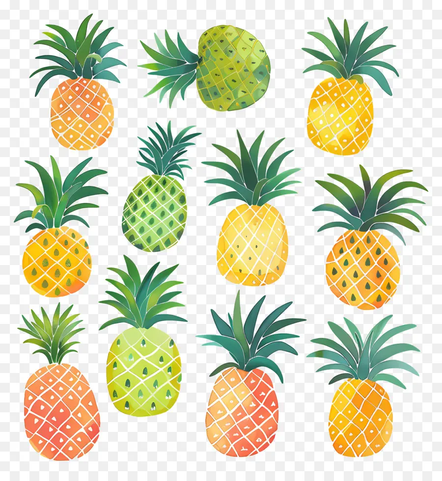 Pineapples，Abacaxi Colorido PNG