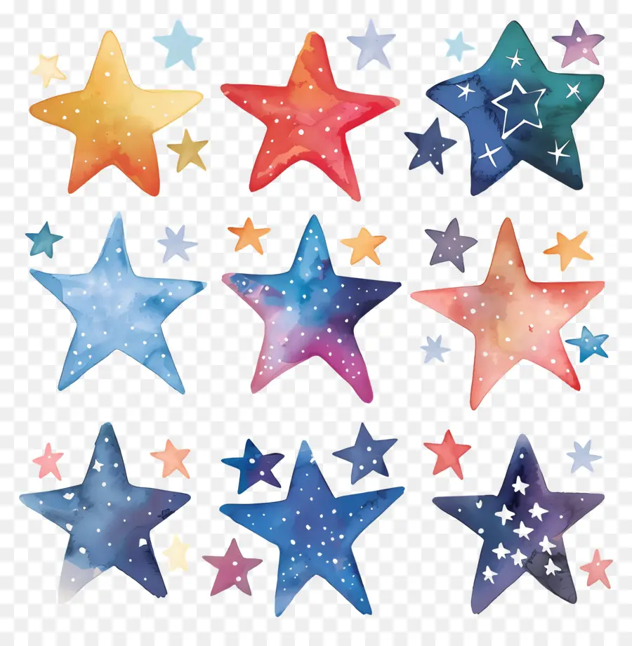 Estrelas，Pinturas Em Aquarela PNG