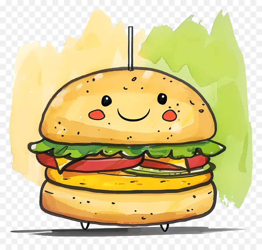 Cartoon Hamburger，Hambúrguer Feliz PNG