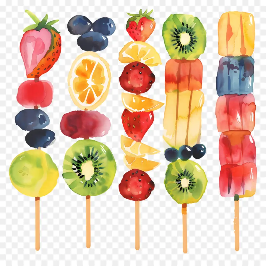 Espetos De Frutas，Prato De Frutas PNG