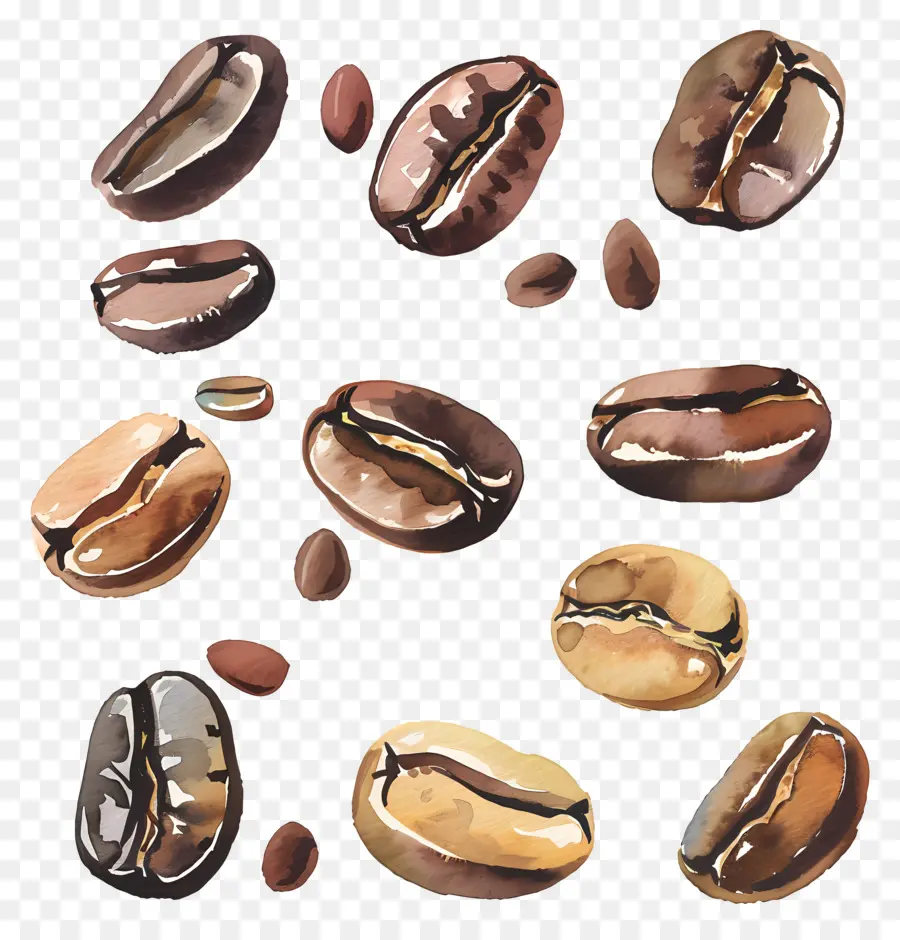 Grãos De Café，Pinturas Em Aquarela PNG