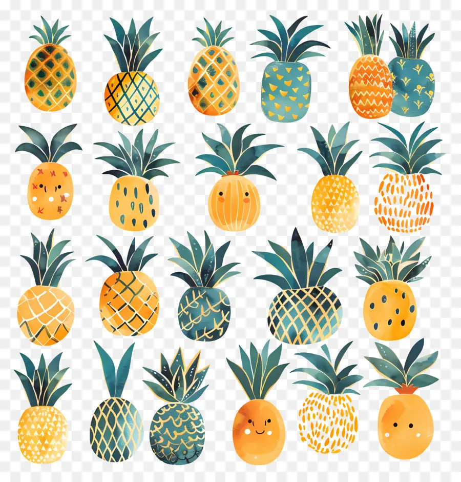 Pineapples，Colorido PNG