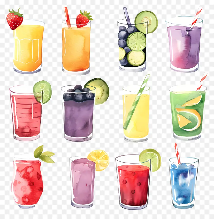 Smoothies，Bebidas Coloridas PNG