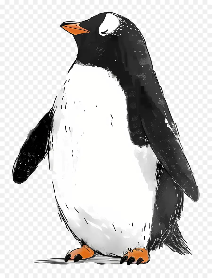 Cartoon Penguin，Suéter Preto E Branco PNG