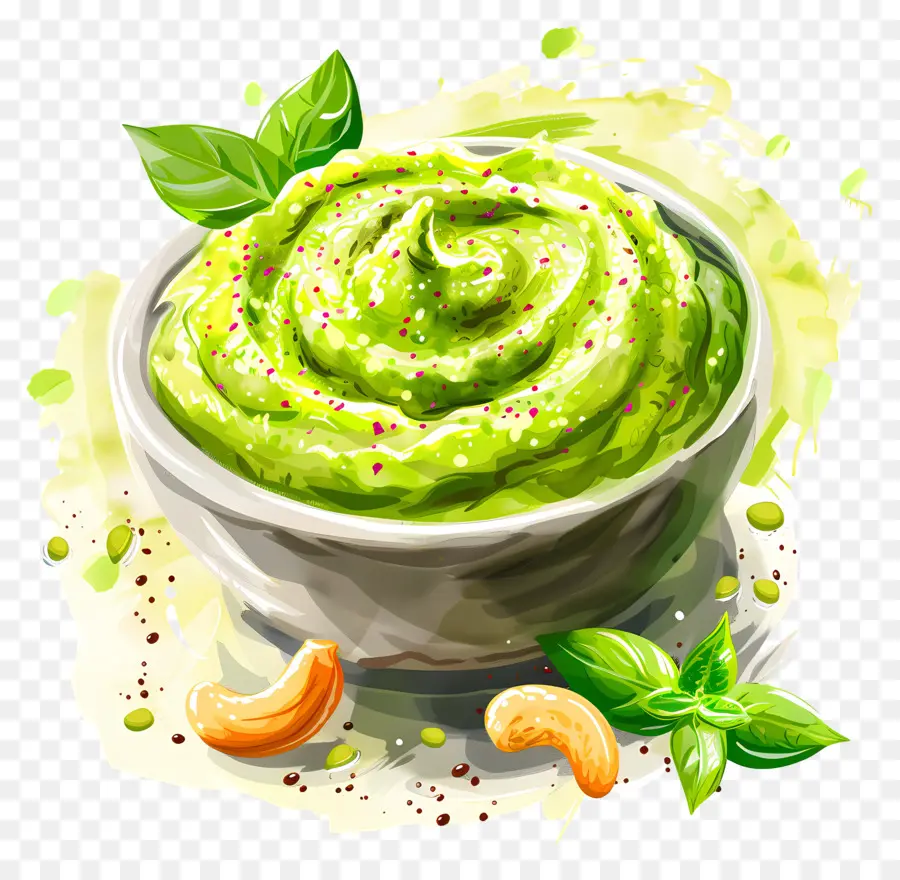 Purê Vegetal，Molho Pesto PNG