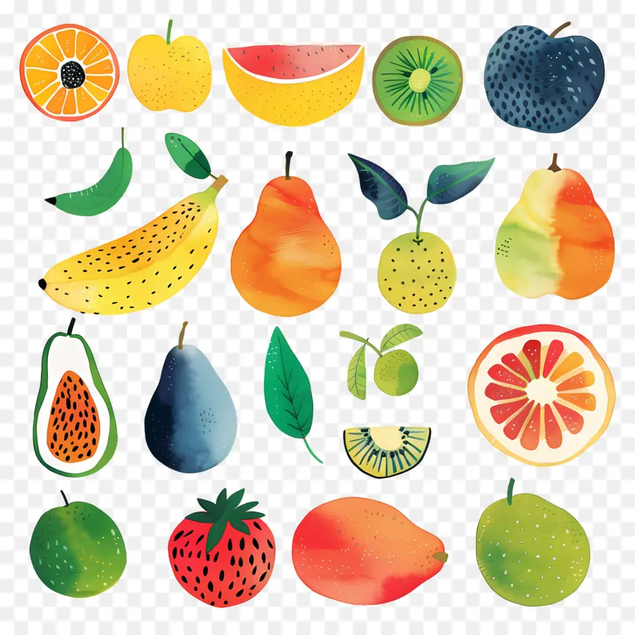 Fruits，Aquarela PNG