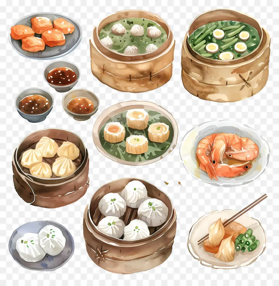 Comida Chinesa，Bolinhos Cozidos No Vapor PNG