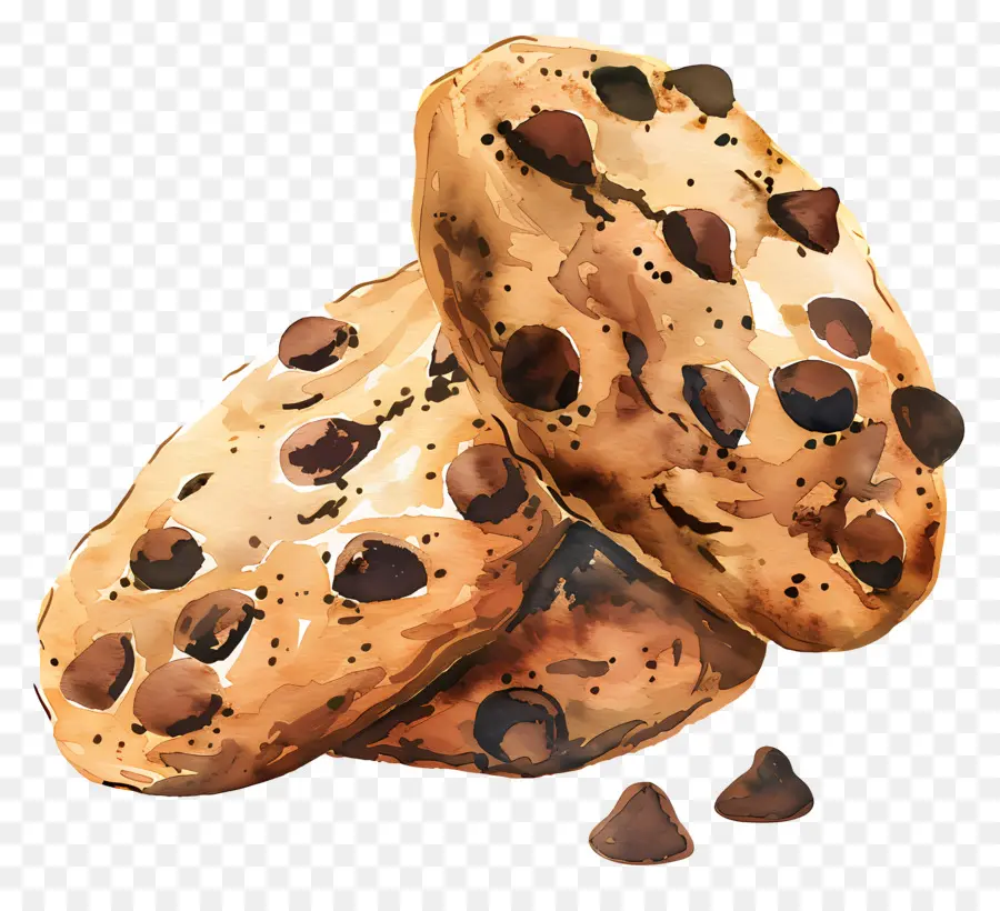 Chocolate Chip Cookies，Pintura Em Aquarela PNG