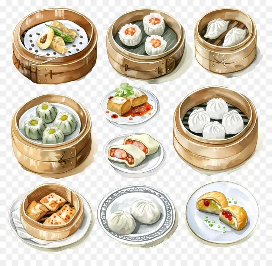 Dim Sum，Bolinhos Chineses PNG