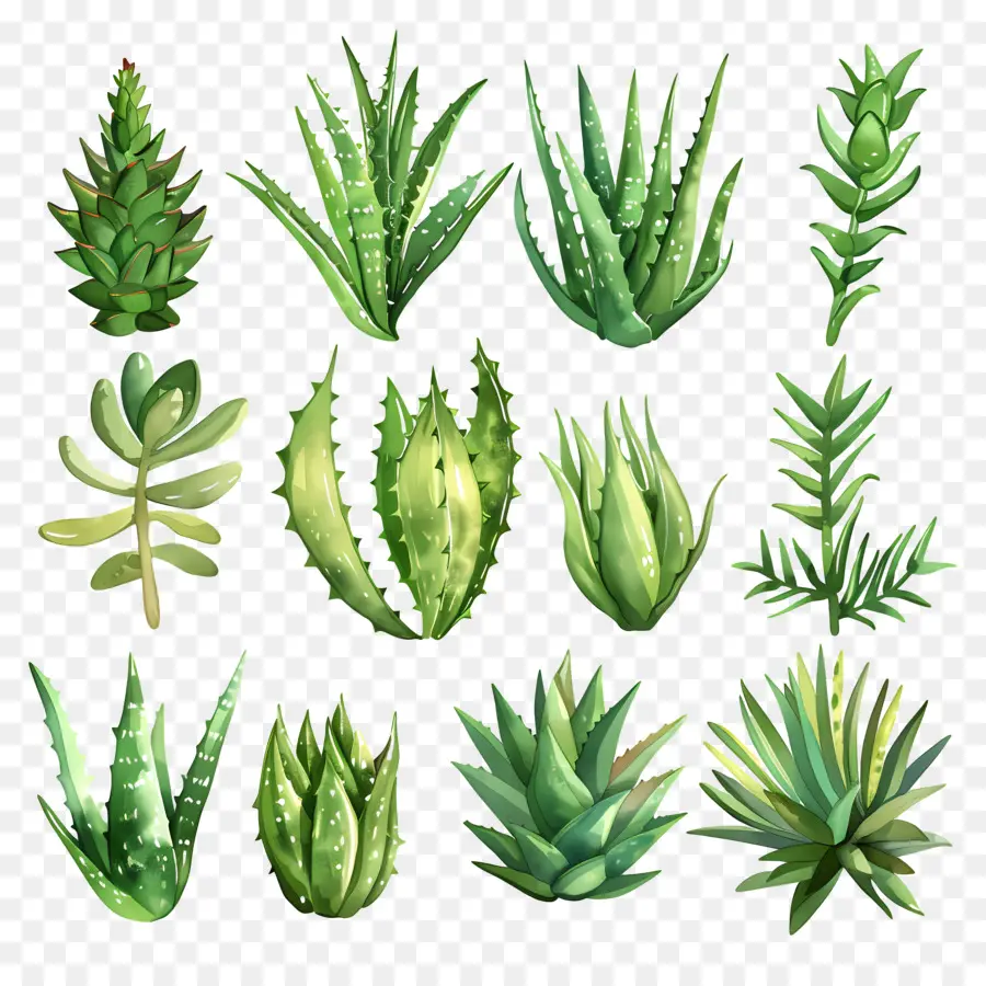 Aloe Vera，Aquarela PNG