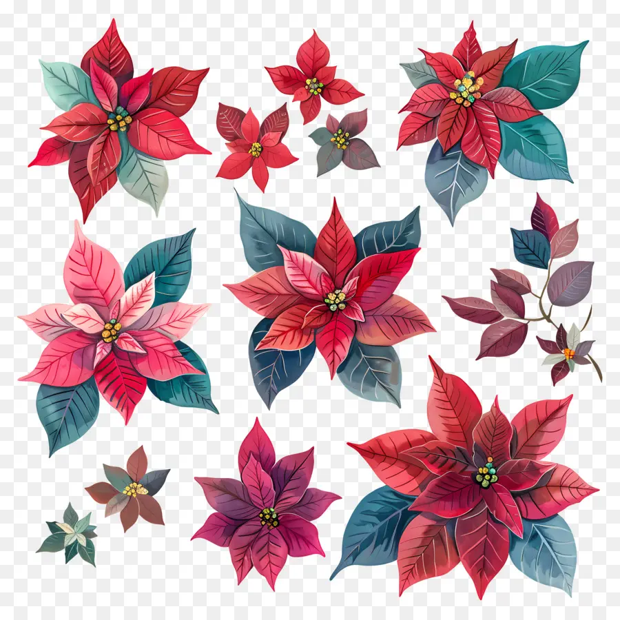 Poinsettia，Red Poinsettias PNG