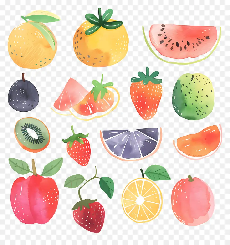 Fruits，Aquarela PNG