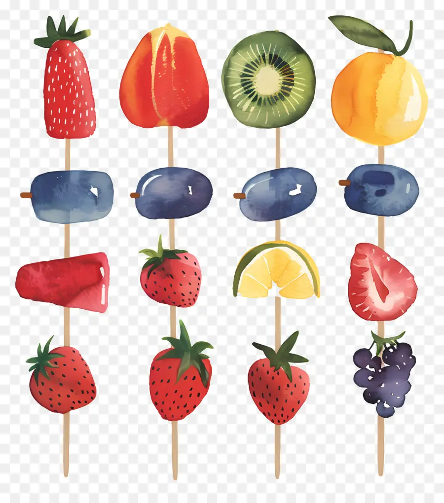 Espetos De Frutas，Melancia PNG