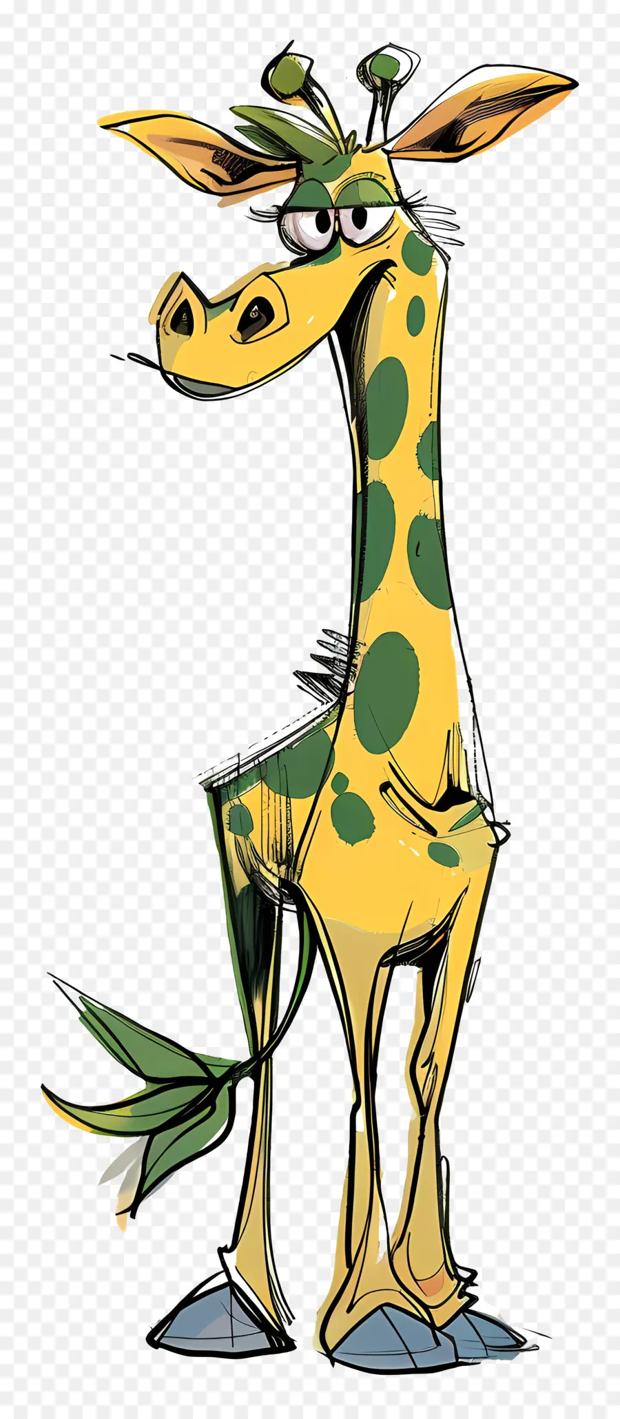 Cartoon Girafa，Manchas Verdes E Brancas PNG