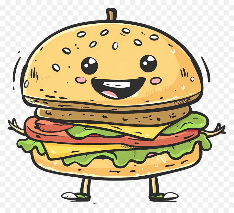 Cartoon Hamburger，Personagem De Desenho Animado PNG