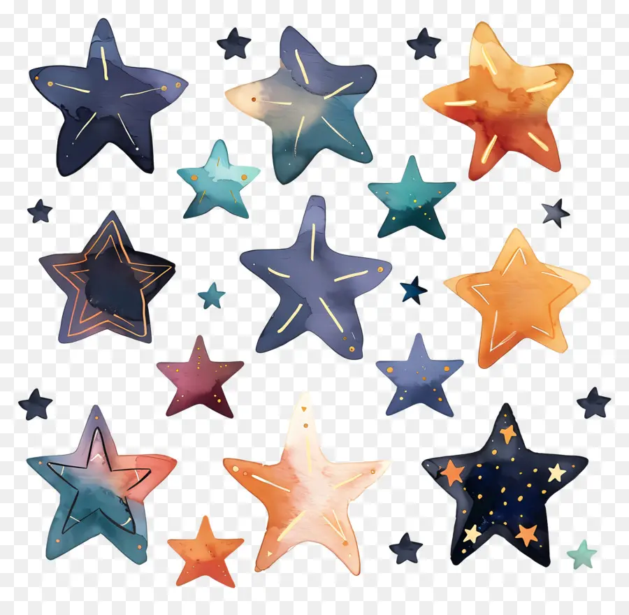 Estrelas，Aquarela PNG