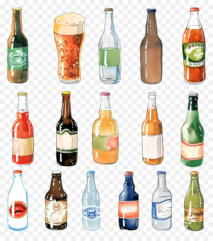 Cerveja，Garrafas Coloridas PNG