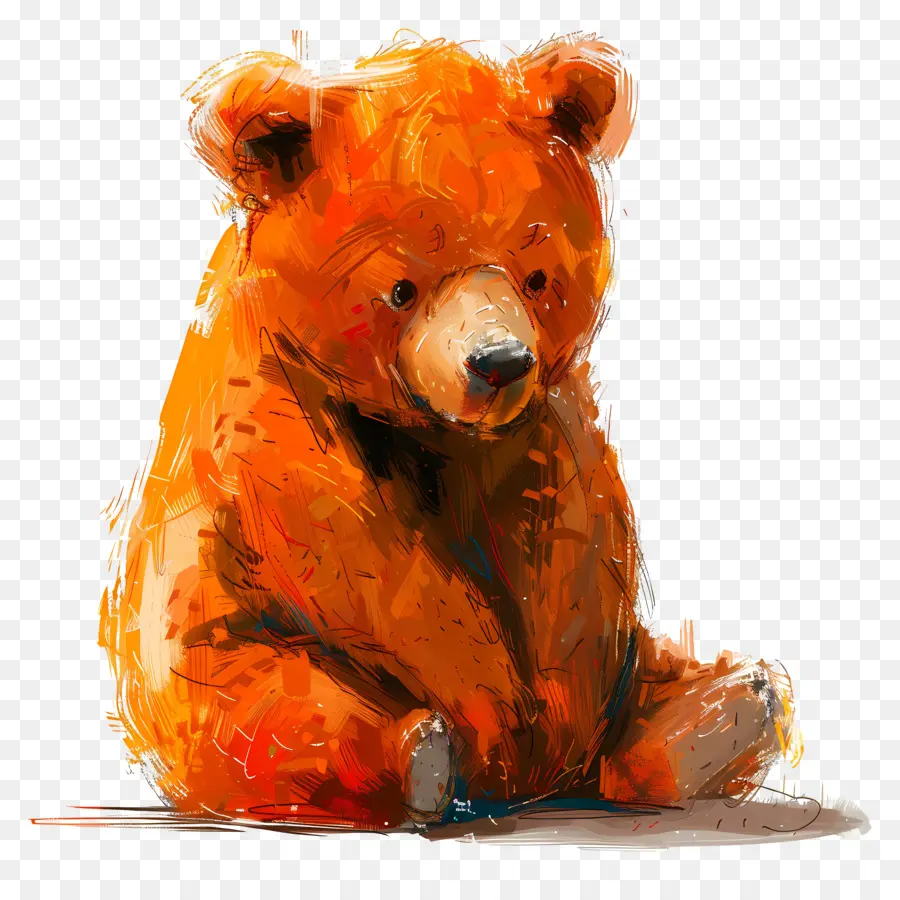 Urso，Pintura De Urso Laranja PNG