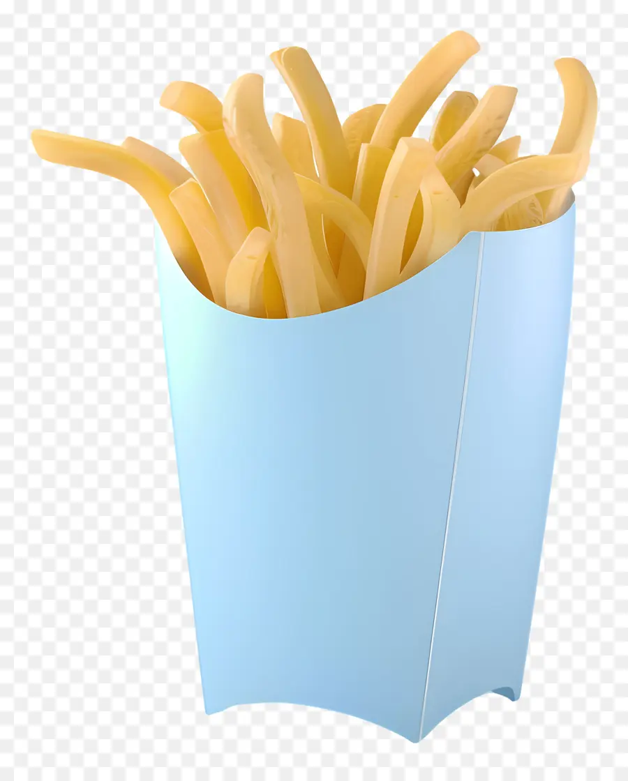 Batatas Fritas，Recipiente Azul PNG