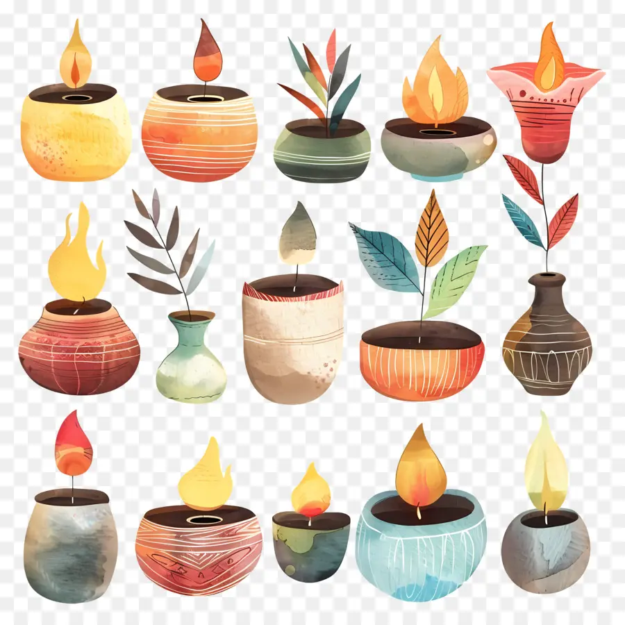 Diya，Pinturas Em Aquarela PNG