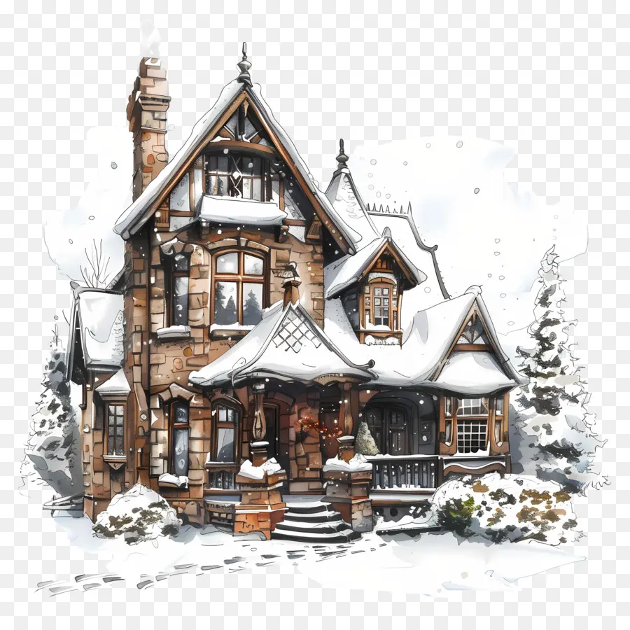 Casa De Inverno De Neve，Casa De Estilo Antigo PNG