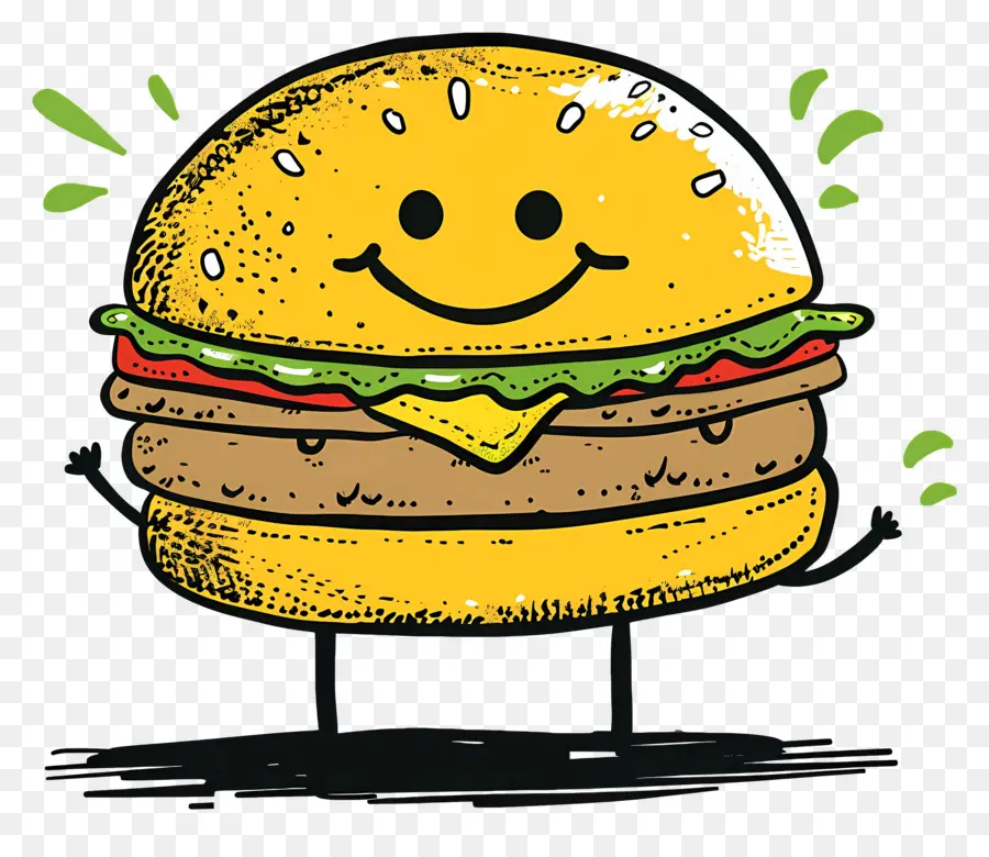 Cartoon Hamburger，Hamburger Feliz PNG