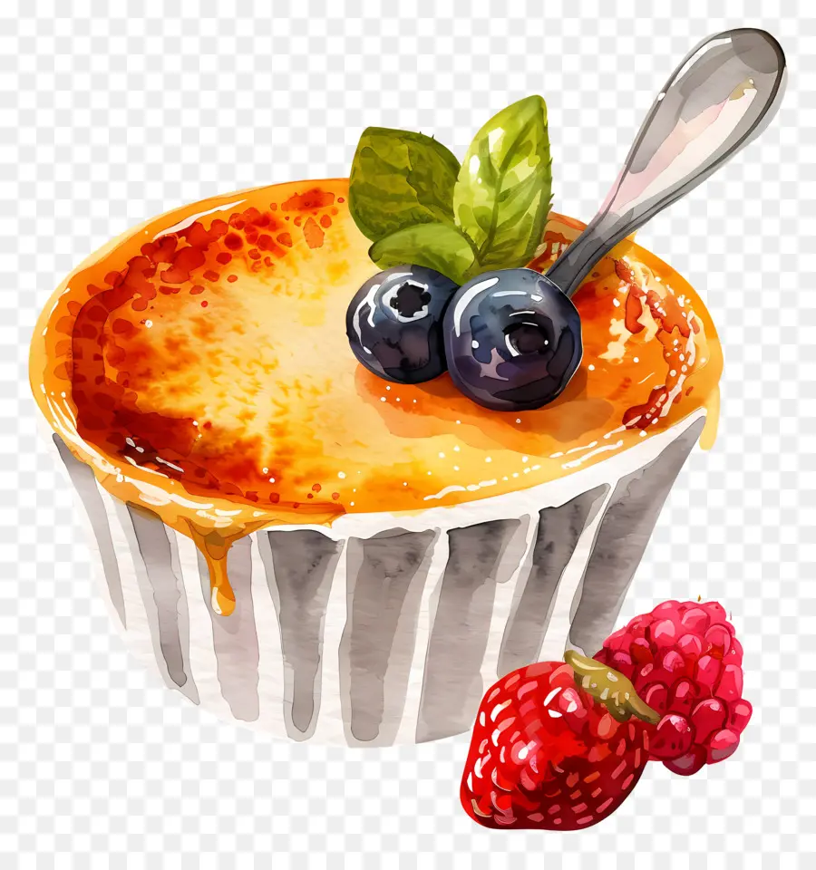 Crème Brûlée，Framboesa PNG