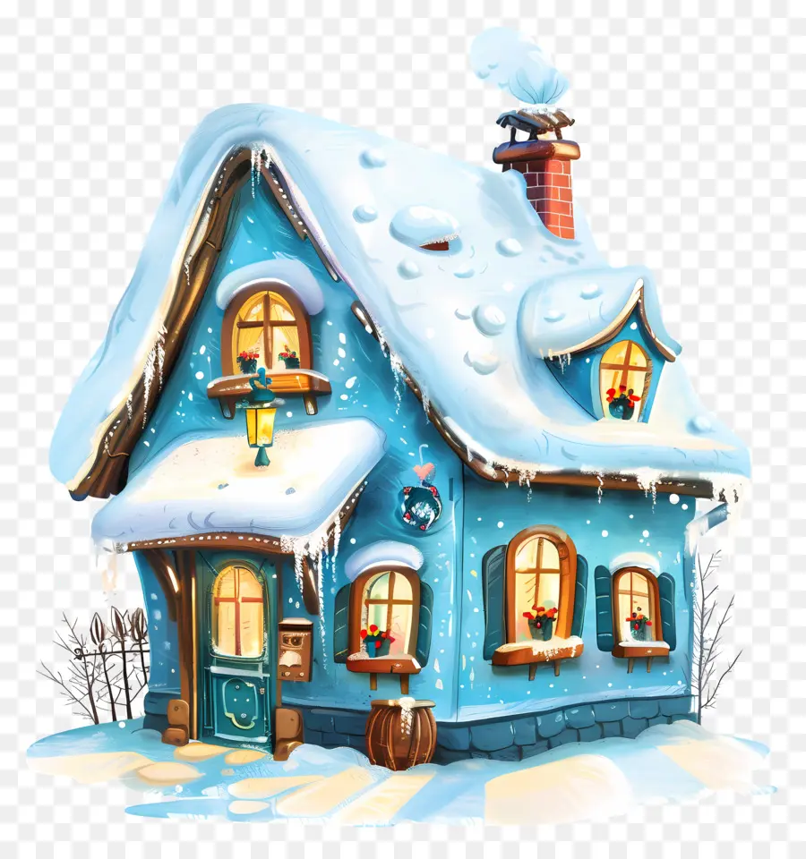 Casa De Inverno De Neve，Ilustração Da Casa Dos Desenhos Animados PNG