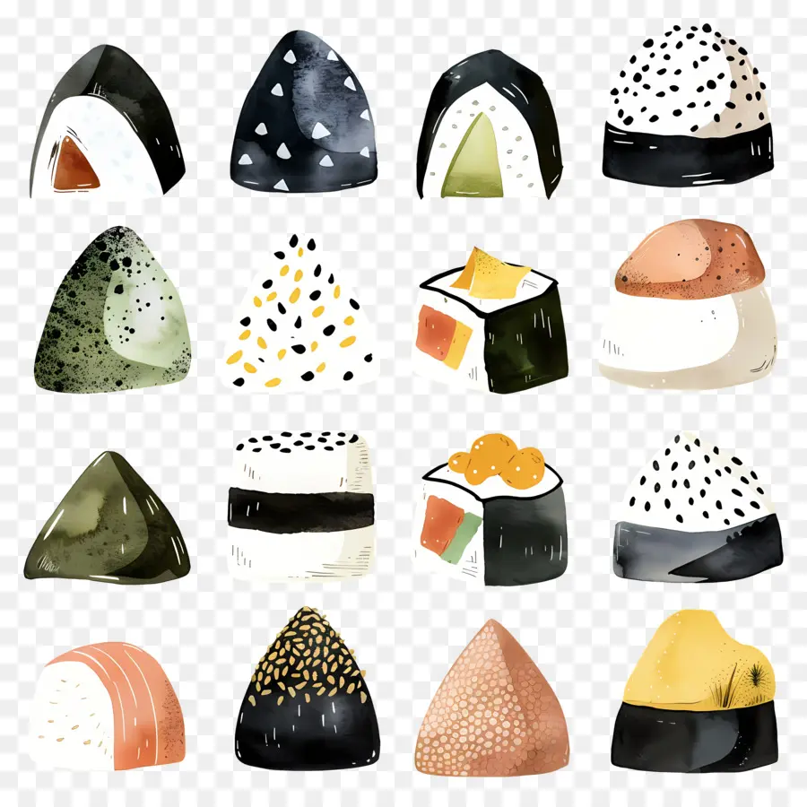 Onigiri，Aquarela Sushi PNG