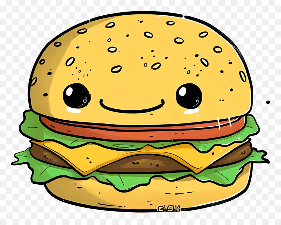 Cartoon Hamburger，Hamburger Feliz PNG