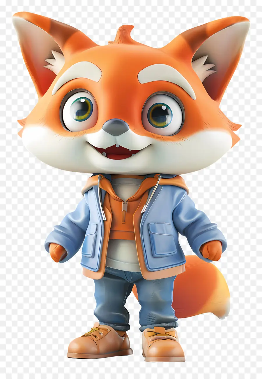 3d Little Fox，Desenho Animado Da Fox PNG