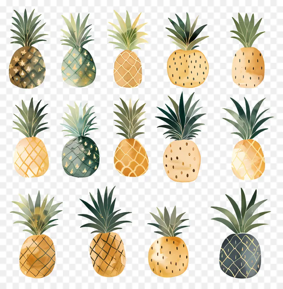 Pineapples，Aquarela PNG