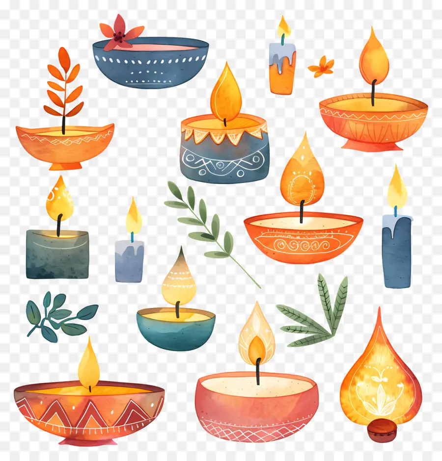 Diwali，Pinturas Em Aquarela PNG