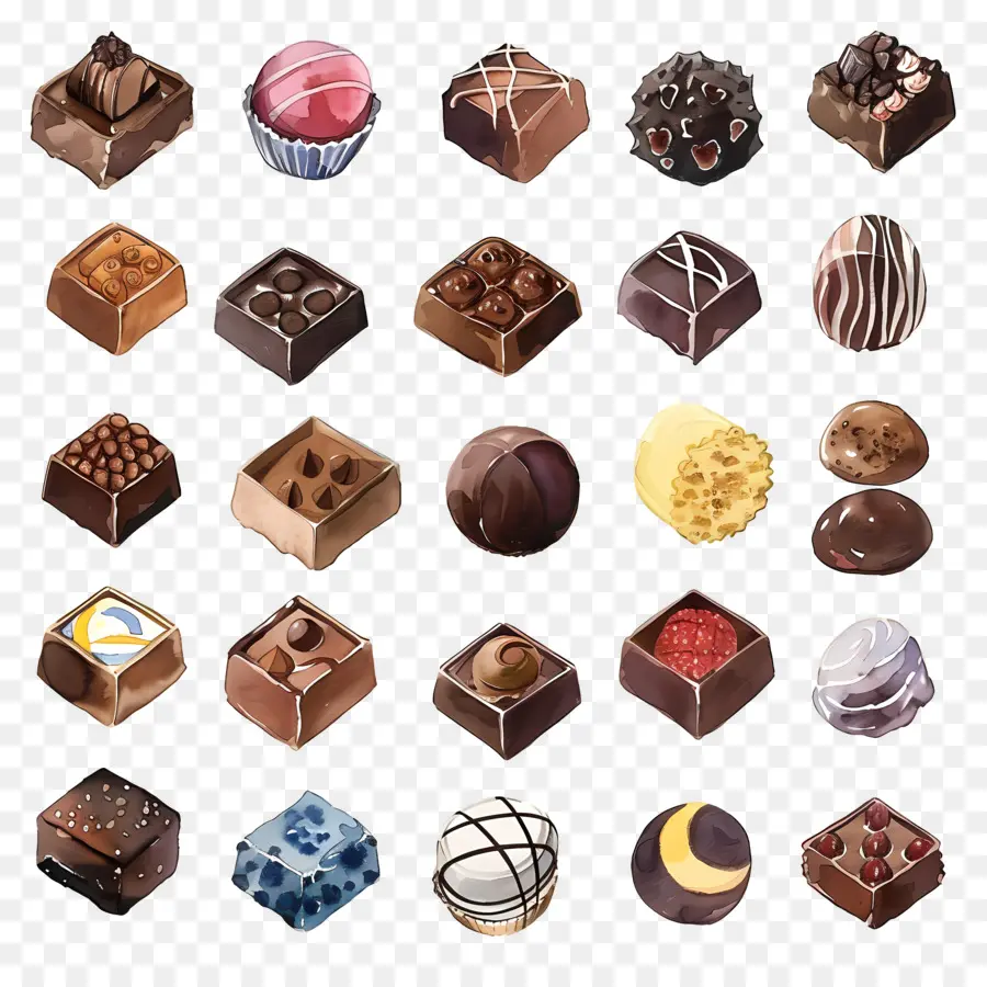 Chocolates，Pintura Em Aquarela PNG