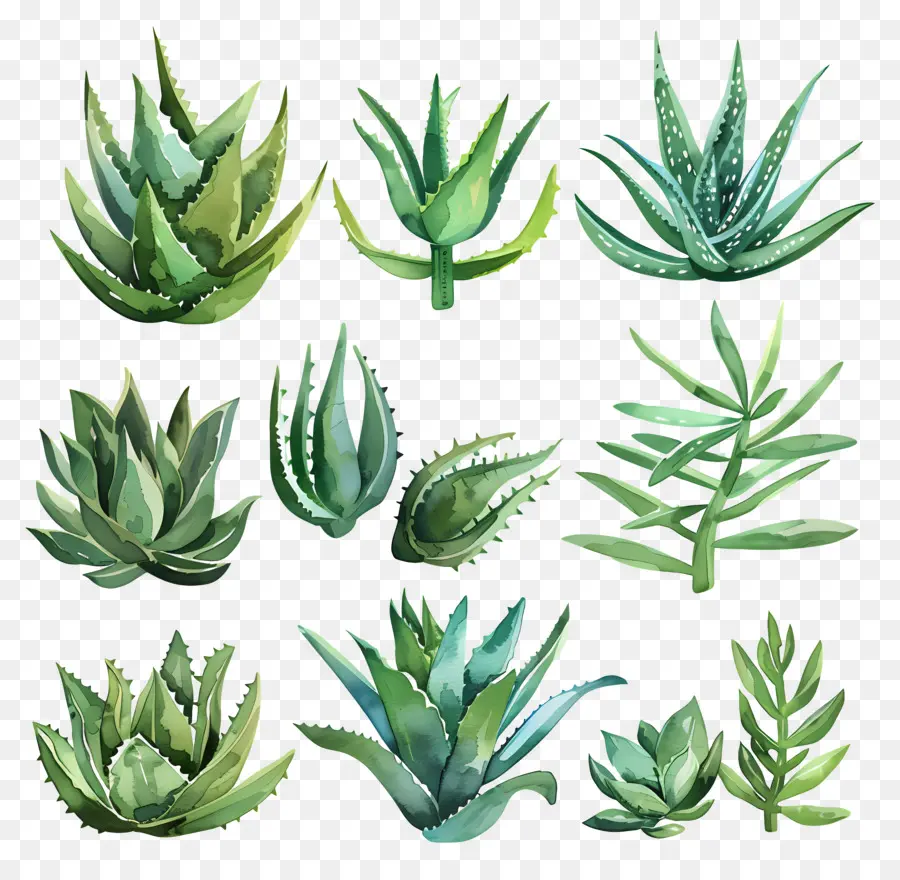 Aloe Vera，Ilustrações Em Aquarela PNG