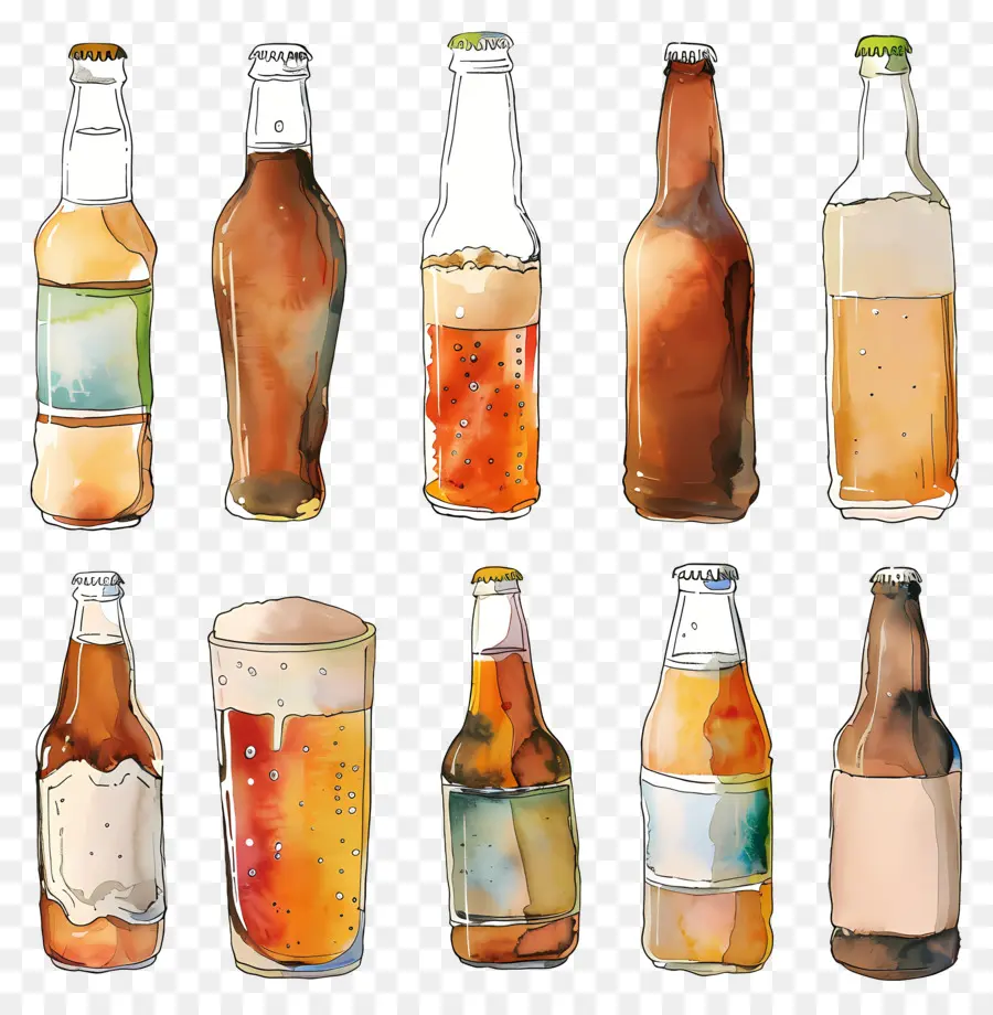 Cerveja，Tinta De Aquarela PNG