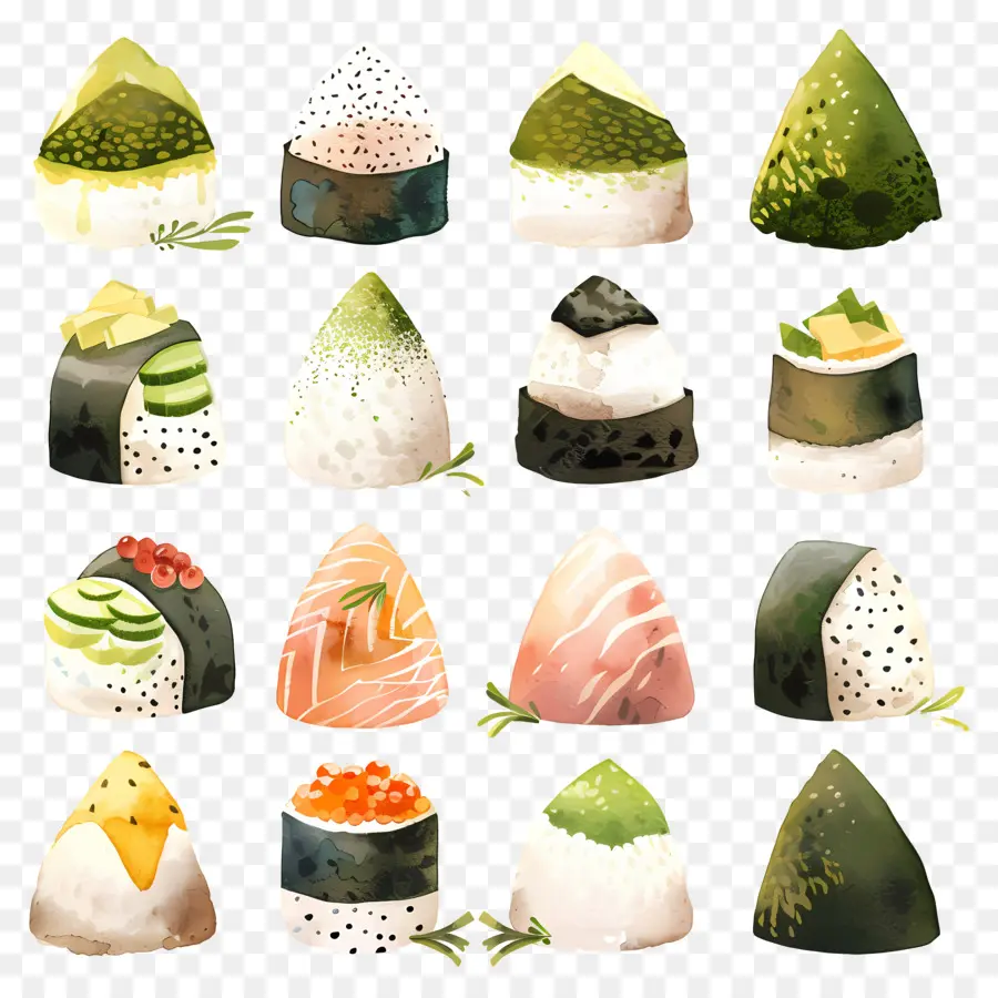 Onigiri，Rolos De Sushi PNG