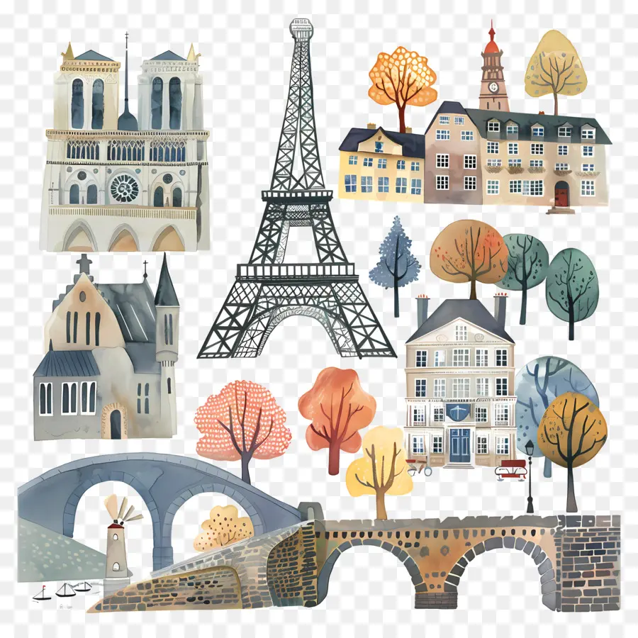 Paris，Pintura Da Paisagem Urbana PNG