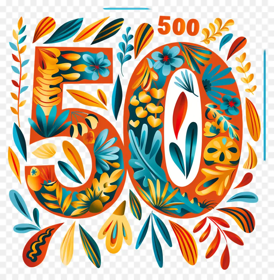 O Número 50，Flor Arte PNG