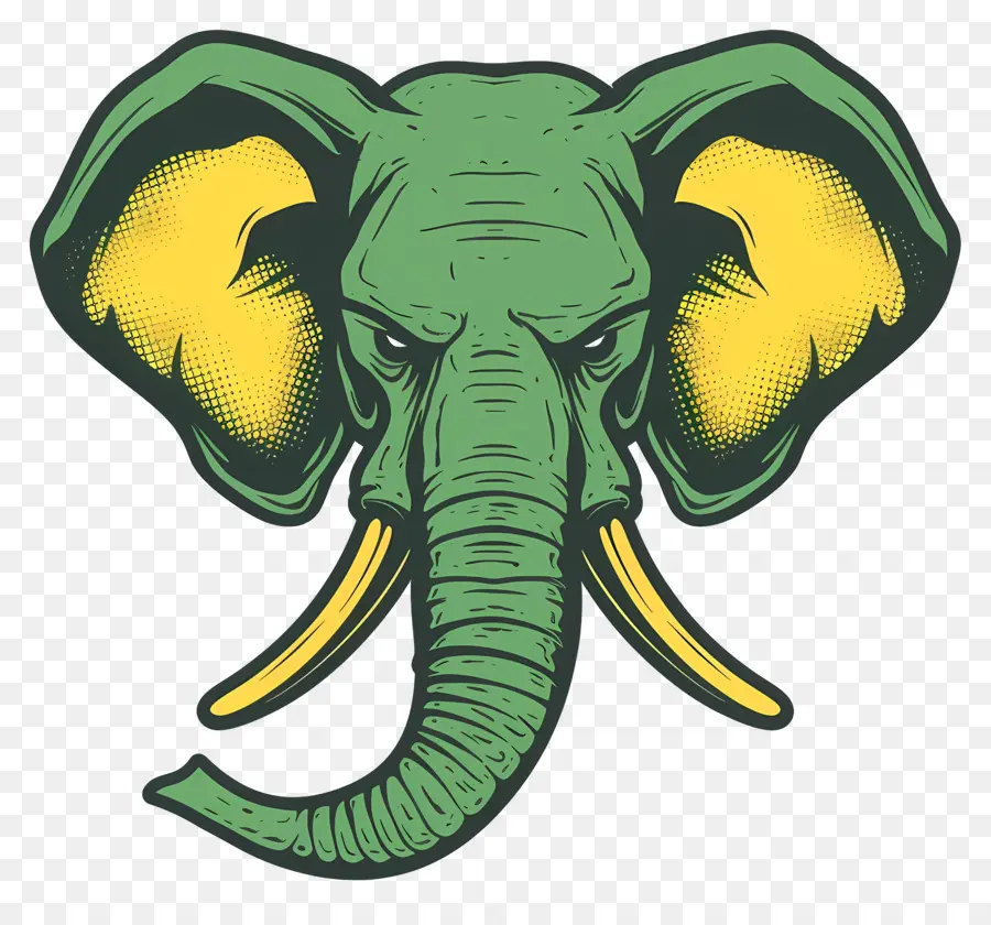 Rosto De Elefante Fofo，Verde Elefante PNG